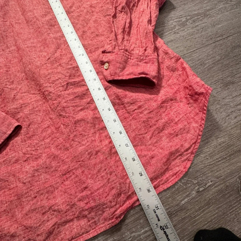 Banana Republic Shirt Mens L Pink Linen Cotton Vacation Heritage Casual Costal